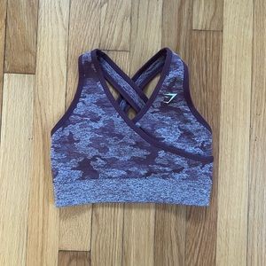 Gymshark Camo Seamless Sports Bra - Berry Red